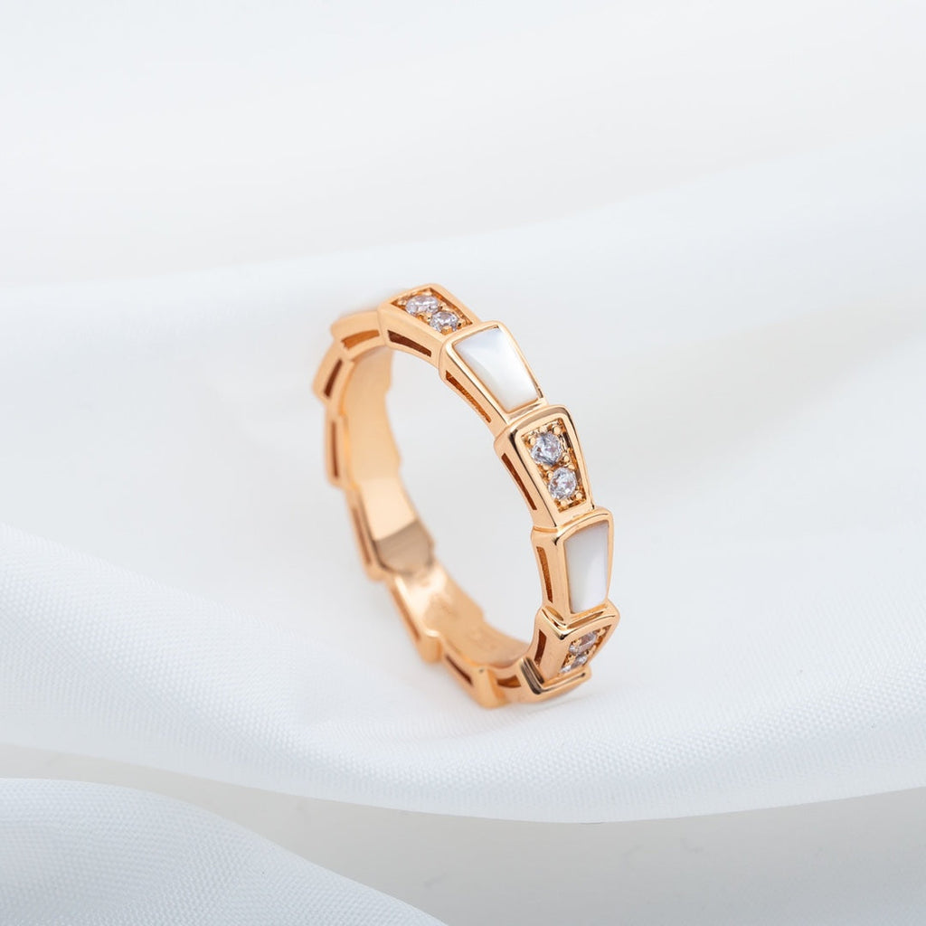Bvlgari Serpenti Ring Pink Gold Cubic Zirconia MOP 3MM