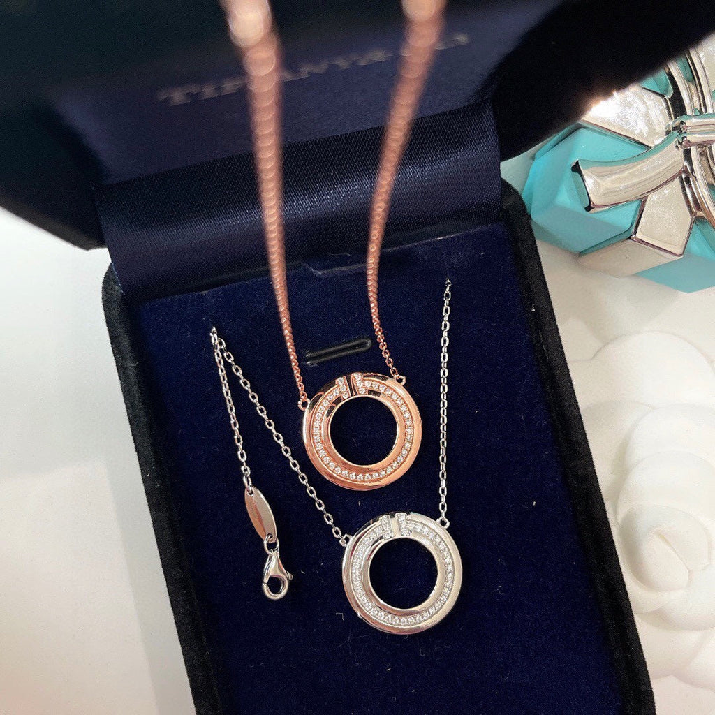 Tiffany Cubic Zirconia and Mother of Pearl Circle Pendant
