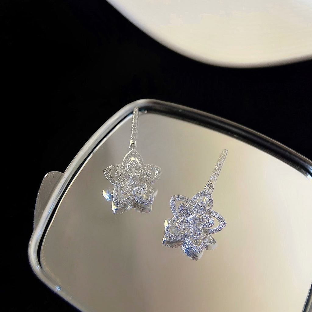 Graff Wild Flower Silver Diamond Earrings
