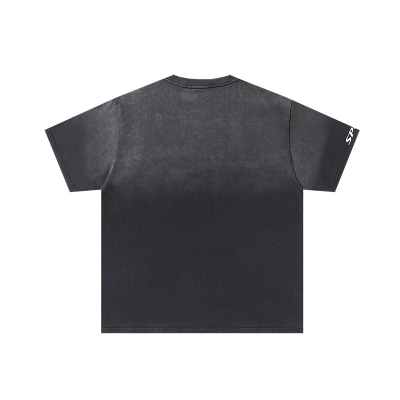 VALE USA Washed Black Portrait Graphic T-Shirt — back