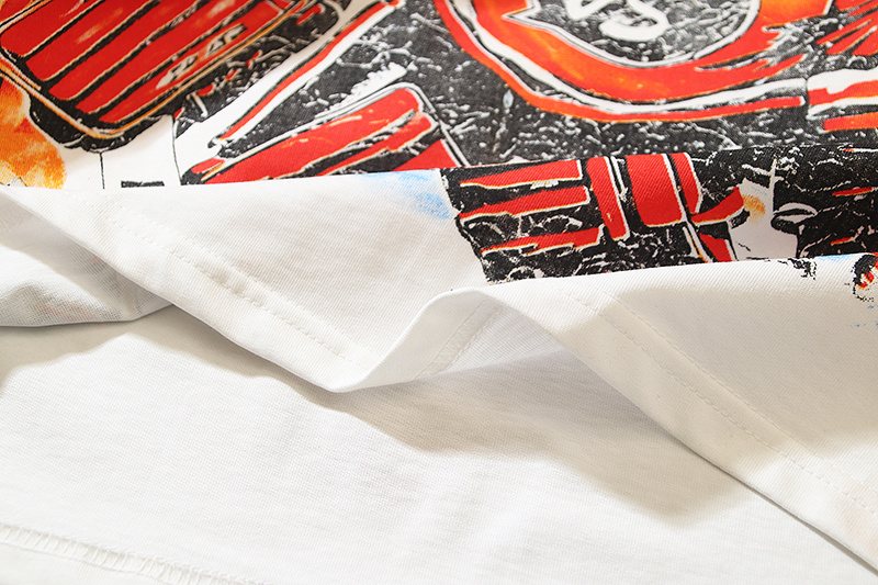 VALE USA Washed Cream Hockey Graphic T-Shirt — detail