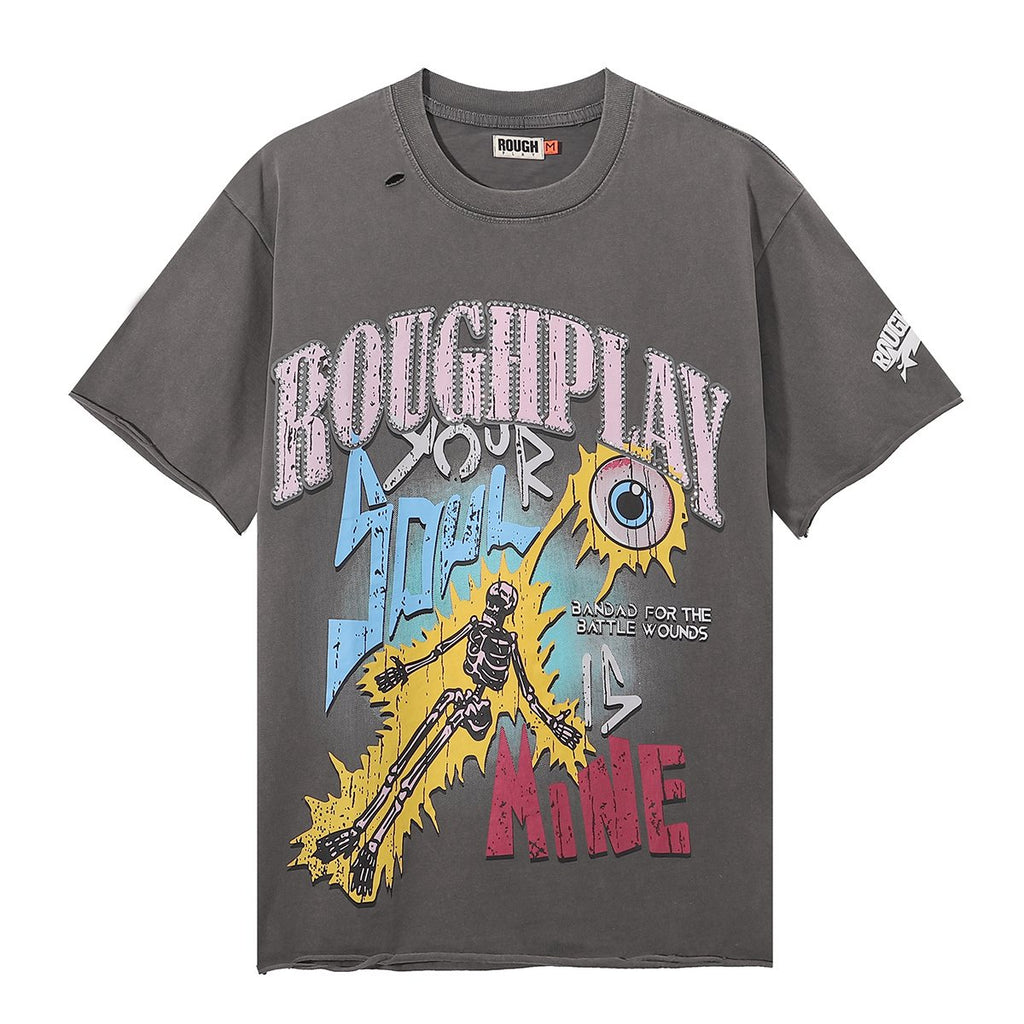 Rough Play Colorful Tour Skeleton Graphic T-Shirt — front