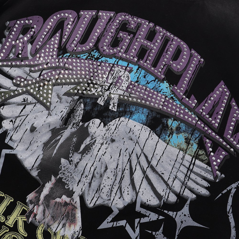Rough Play World Tour Rhinestone Washed Sleeveless T-Shirt — detail