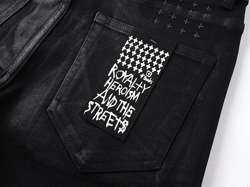 Ksubi Black Coated Slim Tapered Jeans — detail