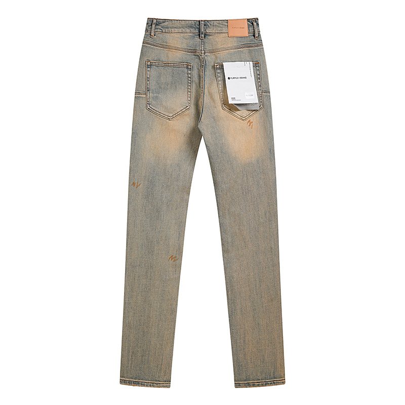 Purple Brand Light Blue Distressed Slim Tapered Jeans — back