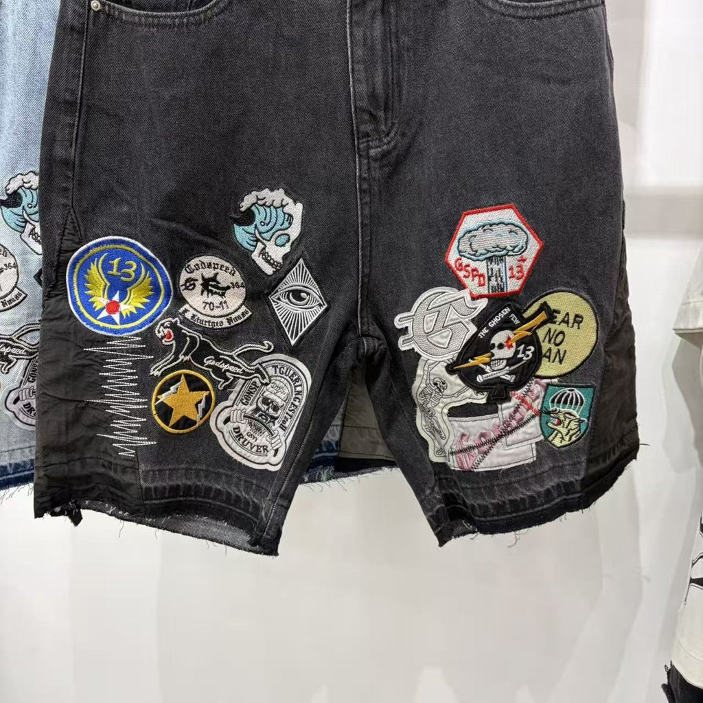 Godspeed Fear No One Patch Denim Shorts — hero