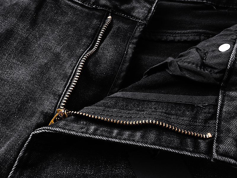 R+A Washed Distressed Black Jeans — detail