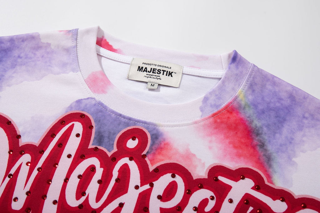 MAJESTIK Watercolor Tie-Dye Graphic T-Shirt — neck_label