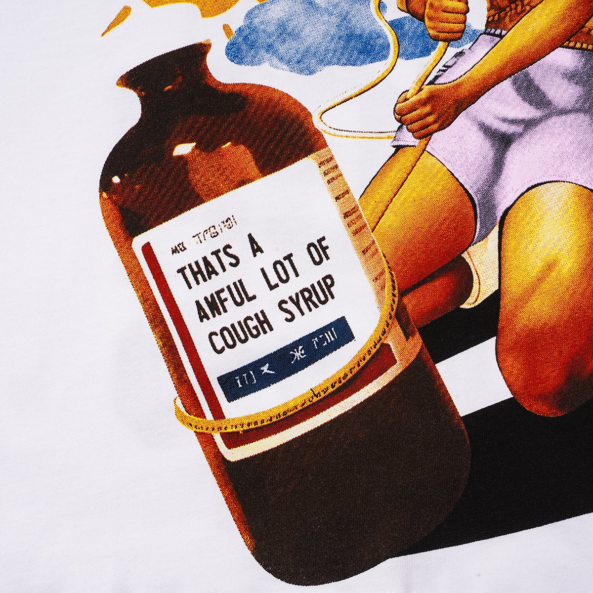 THAT'S A AWFUL LOT OF COUGH SYRUP White Front & Back Graphic T-Shirt — detail