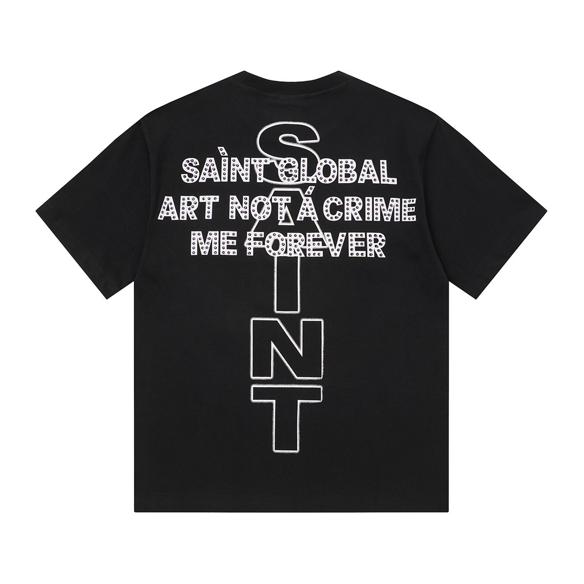 SAINT Rhinestone Graphic Short-Sleeve T-Shirt — back