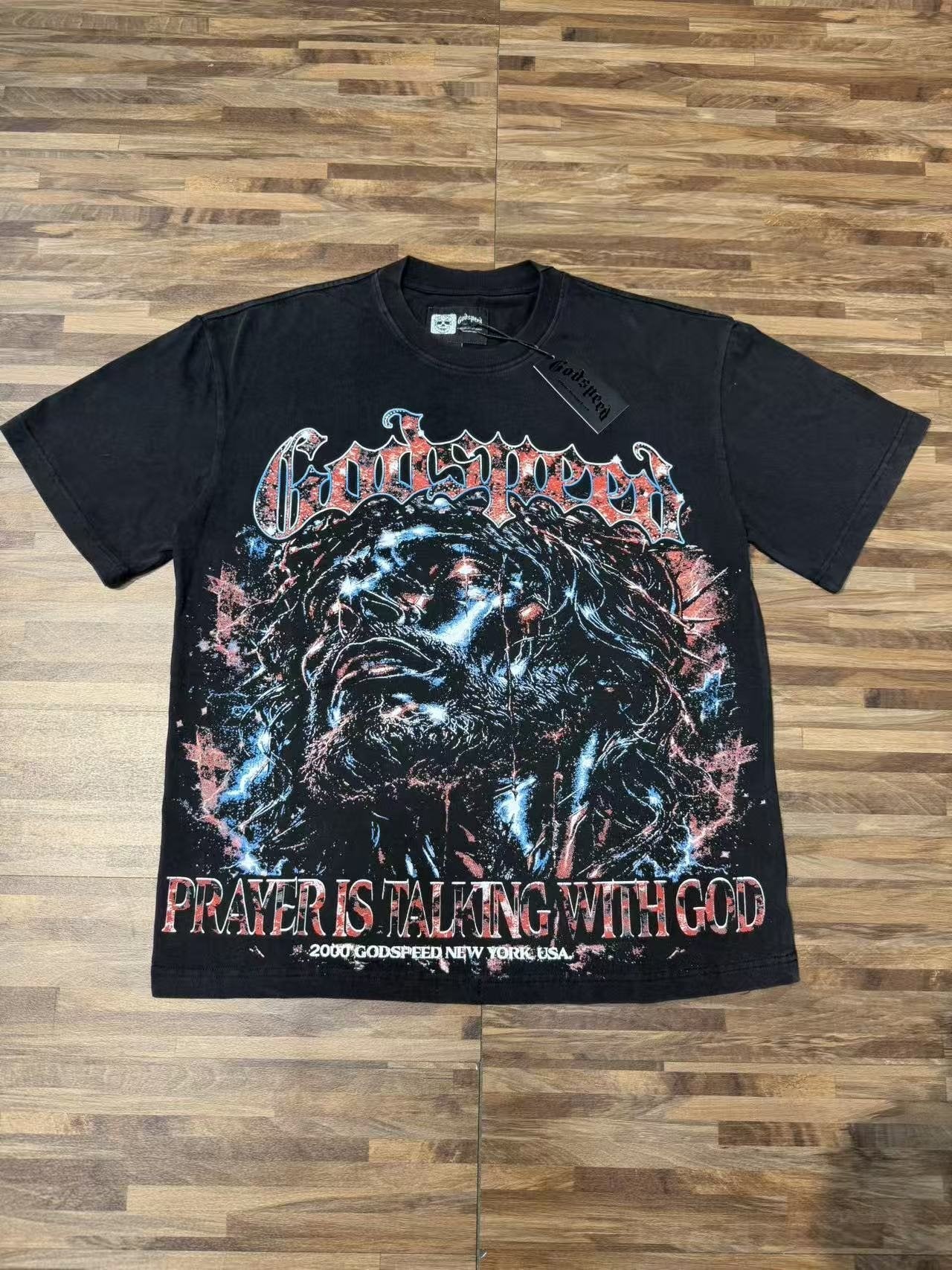 Godspeed Washed Black 2000 New York Graphic T-Shirt — front