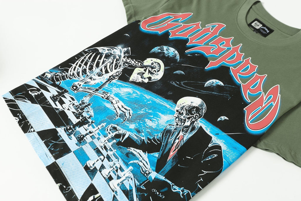 Godspeed Skeleton Chess Graphic T-Shirt — detail