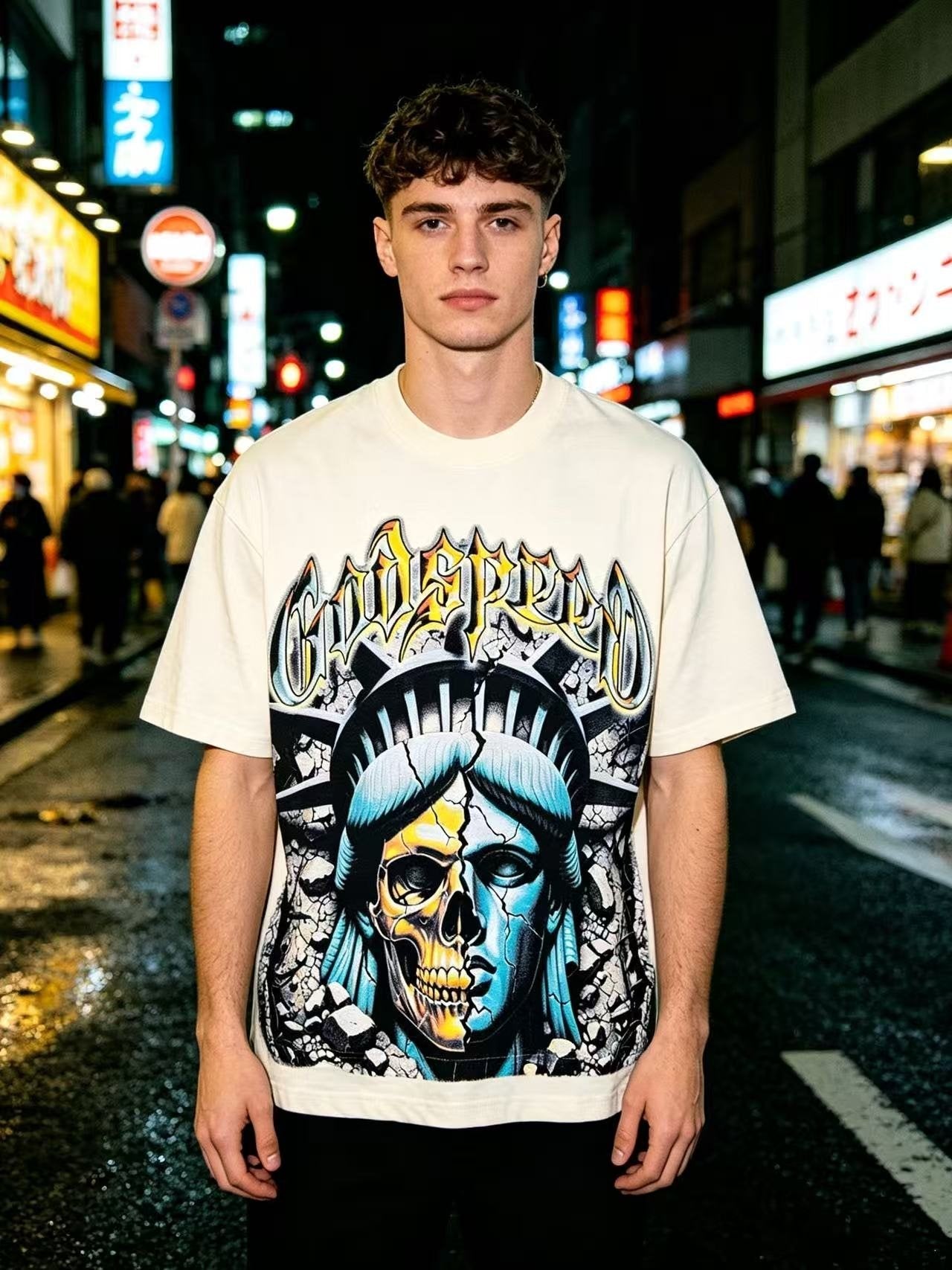 Godspeed Out of Many One Liberty Skull Graphic T-Shirt — context